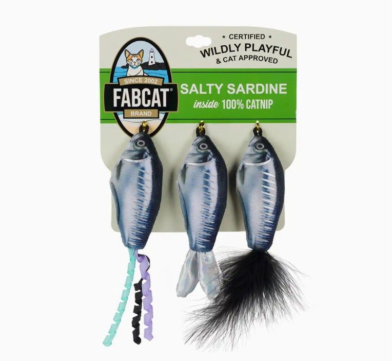 fabcat Salty Sardines Cat Toy 3pk