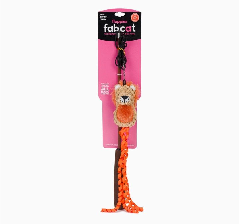 fabcat Floppy Lion Teaser Wand Cat Toy