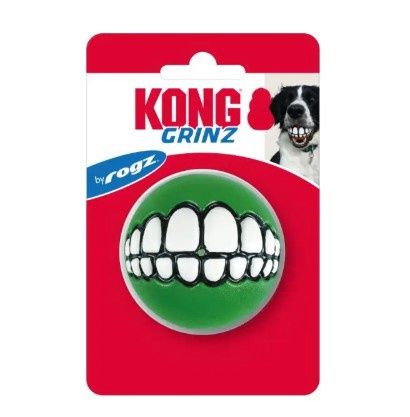 Kong Holiday Grinz Squeak Ball by Rogz Dog Toy, Medium