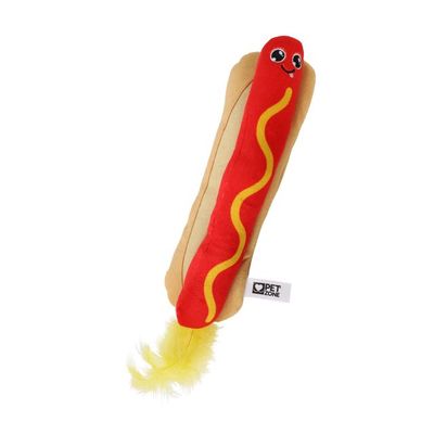 Pet Zone Fuzzy Flopper Hot Dog Rechargable Cat Toy