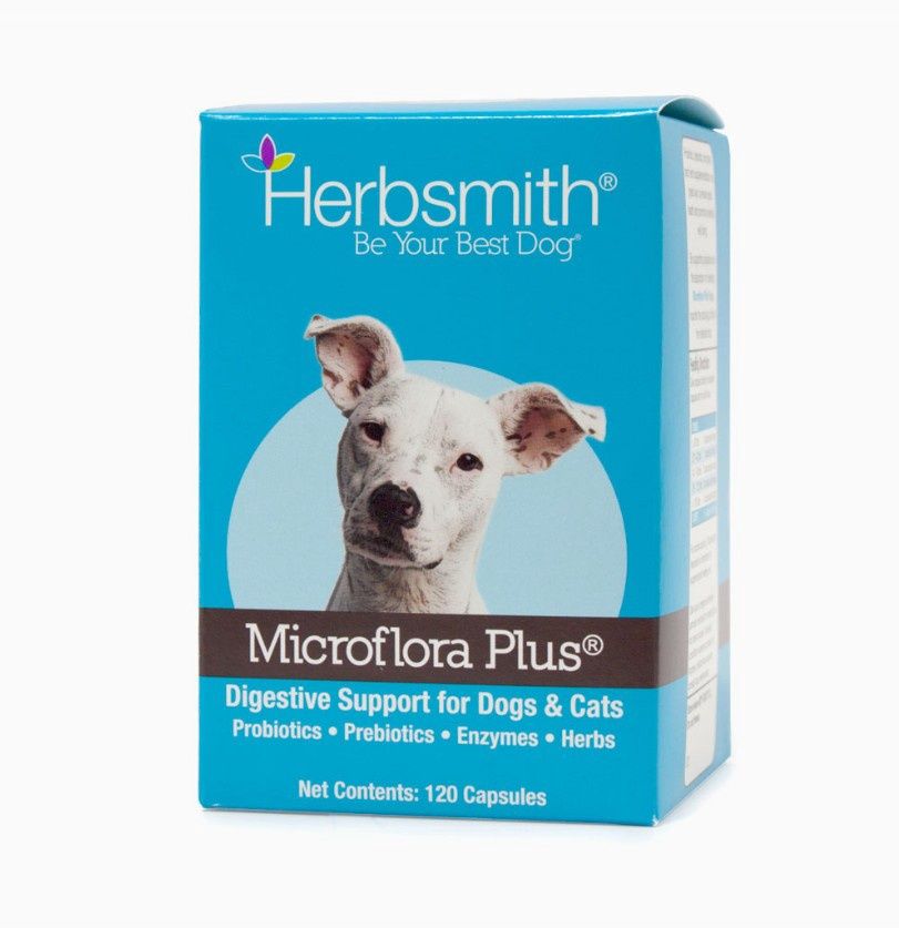 Herbsmith MICROFLORA PLUS Dog Digestion Aide, Probiotics, Prebiotics and Digestive Enzymes for Dogs, 120 Capsules