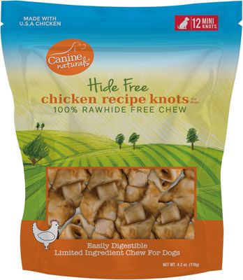 Canine Naturals Hide-Free Chicken Mini Knots Dog Treats, 12/pak