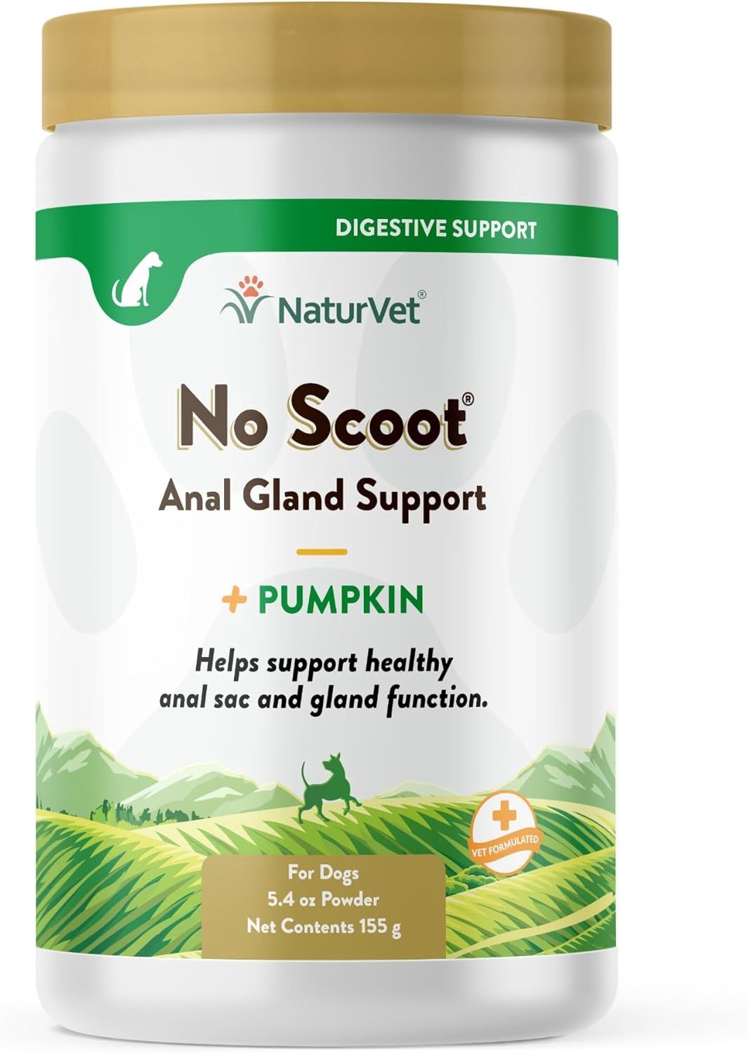 NaturVet No Scoot Supplement Powder Plus Pumpkin for Dogs  155g (30 Day Supply)