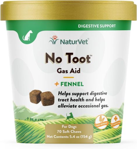 NaturVet No Toot Gas Aid Bacon &amp; Chicken Flavored Supplement for Dogs, 70 Soft Chews