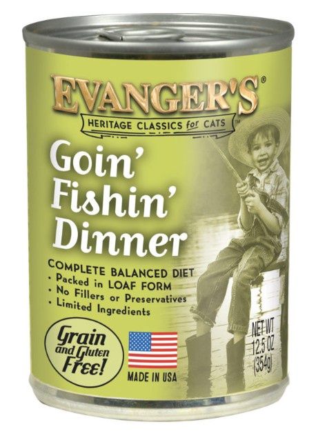 Evanger&#39;s Cat Classic Goin&#39; Fishin&#39; Dinner Grain Free Wet Food 12.8oz, Quantity: Each (1 can)