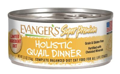 Evanger's Cat Holistic Quail Dinner Wet Food 5.5oz Can