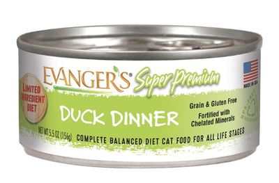Evanger&#39;s Cat Super Premium Duck Dinner Wet Food 5.5oz Can