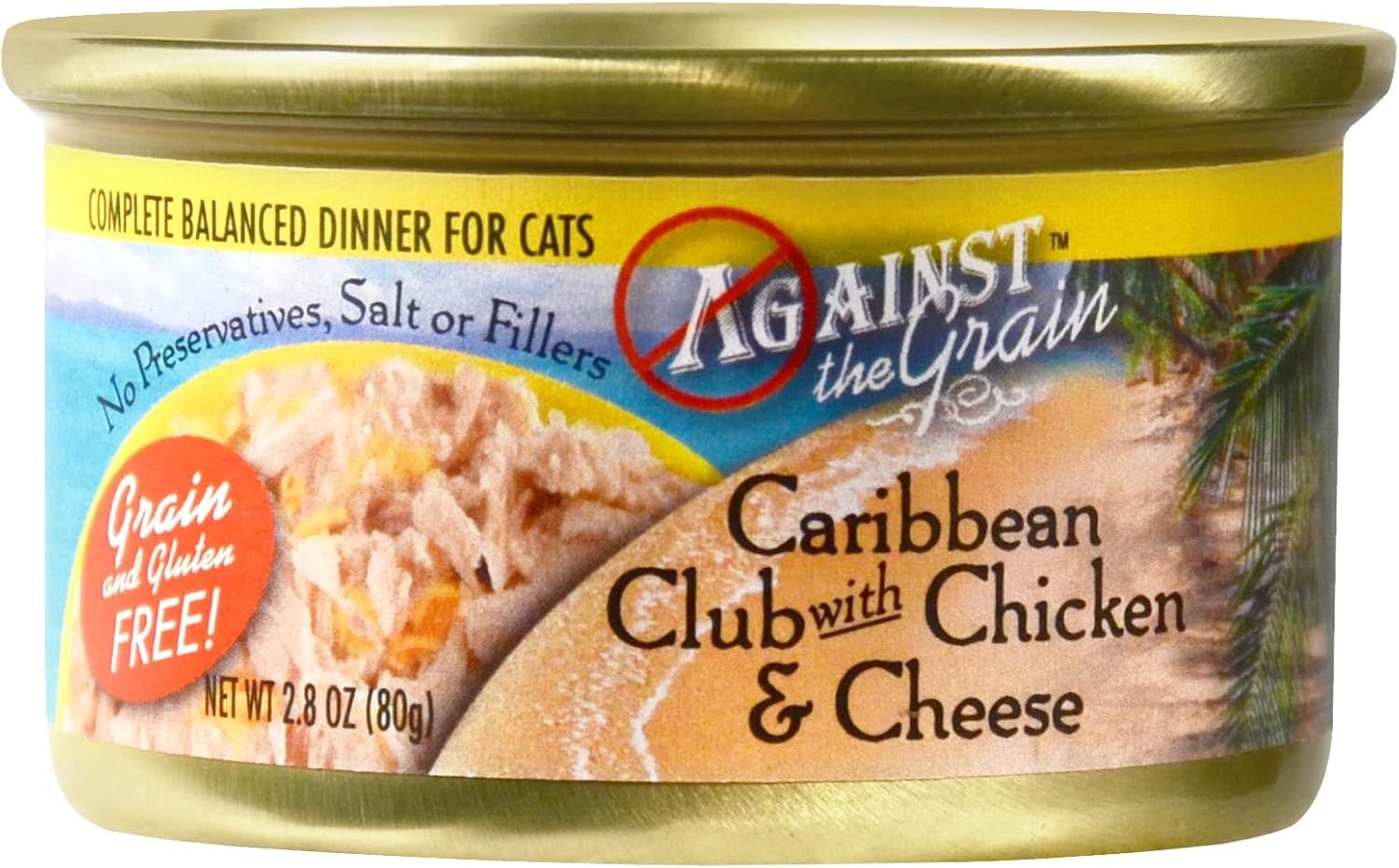 Evanger&#39;s Against The Grain Cat Caribbean Club with Chicken &amp; Cheese Wet Food 2.8oz Can, Quantity: Each (1 Can)