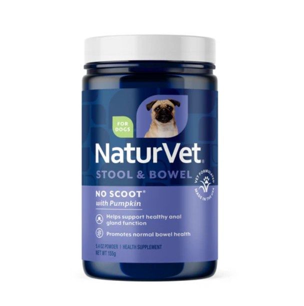 NaturVet No Scoot Supplement Powder Plus Pumpkin for Dogs  155g (30 Day Supply)