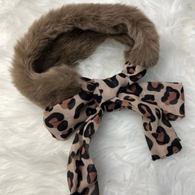 Faux Fur Animal Print Tie-On Winter Scarf for Dogs
