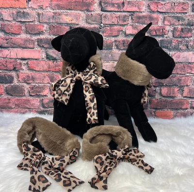 Faux Fur Animal Print Tie-On Winter Scarf for Dogs