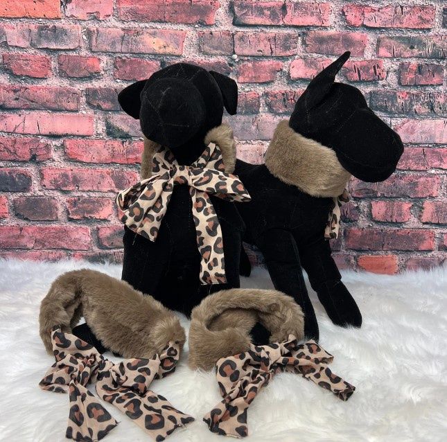 Faux Fur Animal Print Tie-On Winter Scarf for Dogs