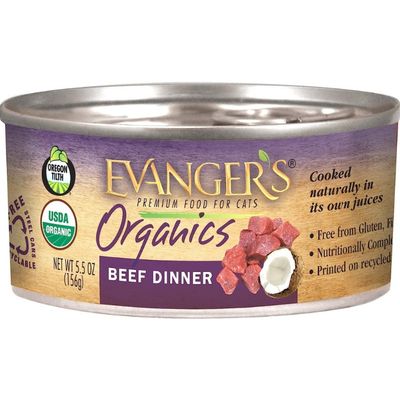 Evanger&#39;s Cat Organics Beef Dinner Wet Food 5.5oz Can