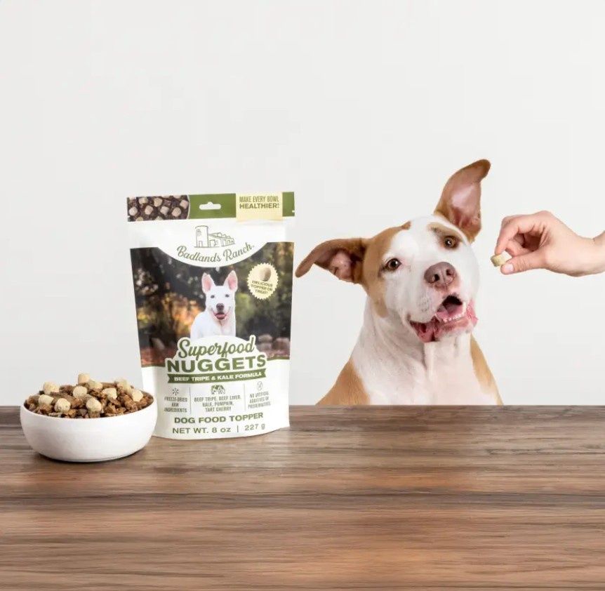 Badlands Ranch Superfood Nuggets Beef Tripe &amp; Kale Dog Food Topper or Treats 8oz Bag