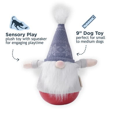 Tall Tails Gnome Roly Poly Plush Squeaker Dog Toy, 11in