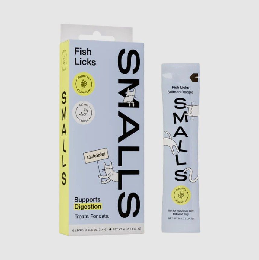 Smalls Salmon Fish Licks Cat Treats, Box of 8 Lickable Cat Treats or Meal Topper