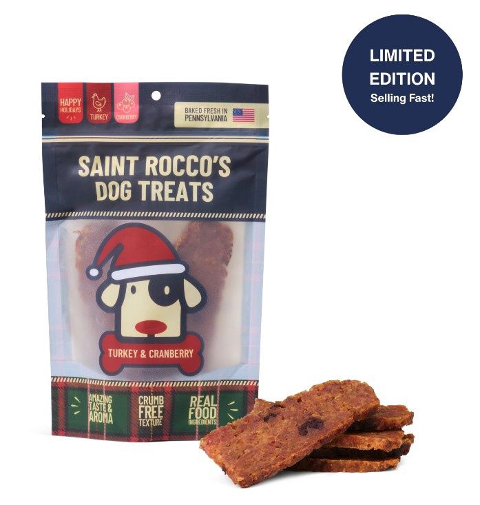 Saint Rocco&#39;s Turkey &amp; Cranberry Limited Edition Dog Treats 8oz Bag