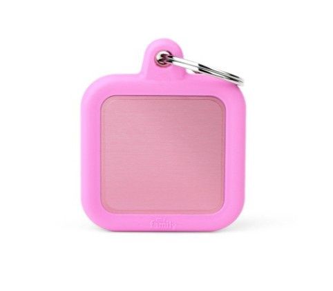 MyFamily Pet  Hushtag Aluminum Square ID Tag, Design: Pink