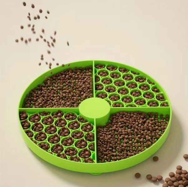 Pet Lick Mat, 4 Section Circle, Silicone Slow Feeder, Anxiety Reduction