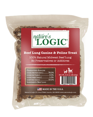 Nature's Logic Beef Lung Dog and Cat Treat, 1lb Bag