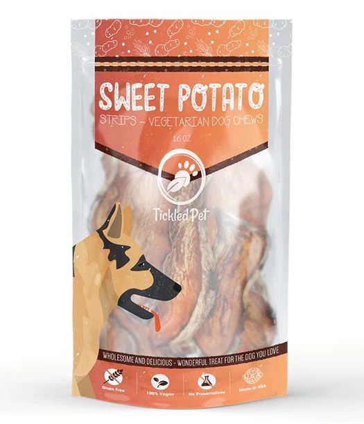Tickled Pet Sweet Potato Strips Dog Chews, Quantity: 16oz Bag
