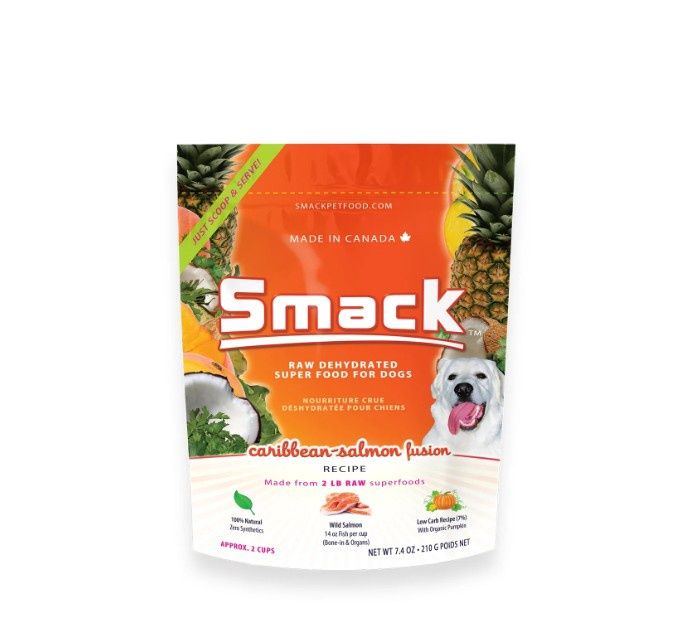 Smack Raw Dehydrated Superfood, Caribbean-Salmon Fusion Dog Food, Size: 7.4oz Bag