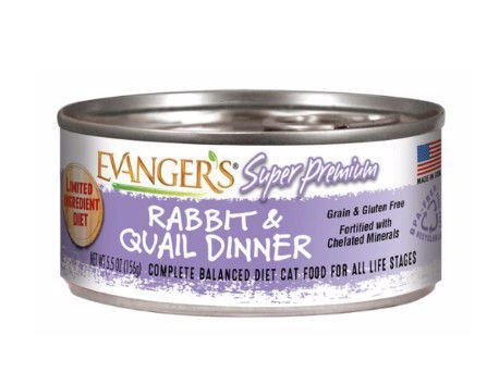 Evanger's Cat Super Premium Rabbit &amp; Quail Dinner Wet Food 5.5oz Can, Quantity: Each (1 Can)