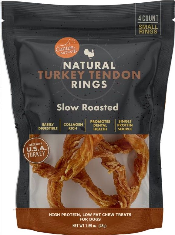 Canine Naturals Dog Turkey Tendon Rings Small 4/Pak