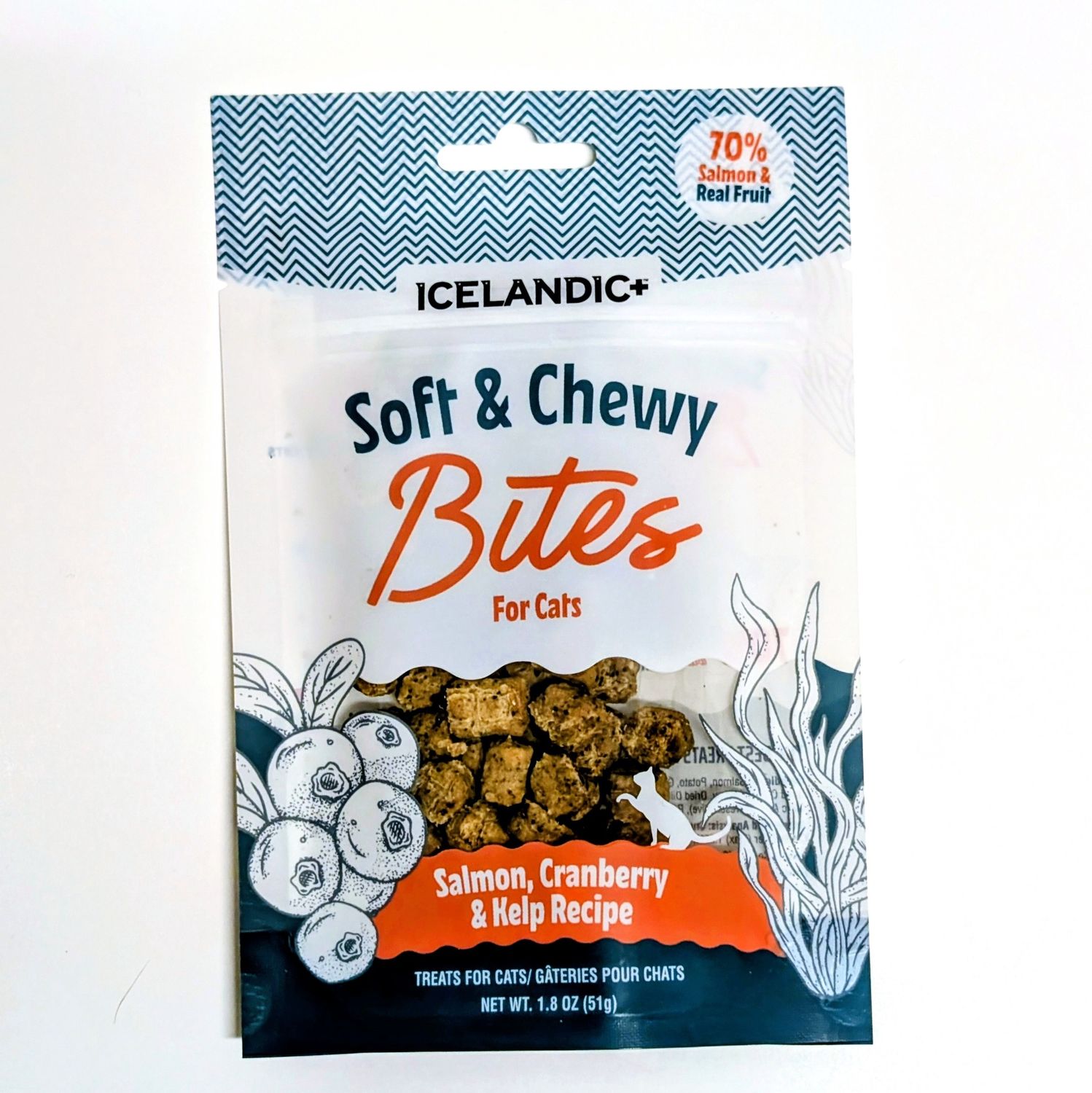 Icelandic+ Cat Salmon Cranberry &amp; Kelp Soft &amp; Chewy Bites Treats 1.8oz Bag