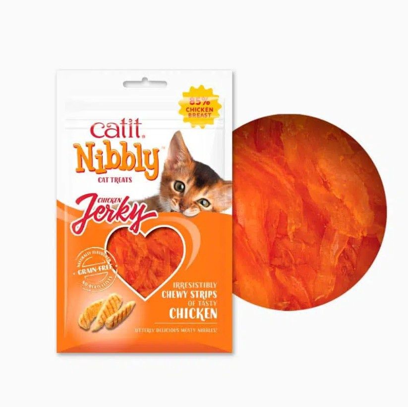 Catit Nibbly Jerky Chicken Cat Treat 1.05oz Bag