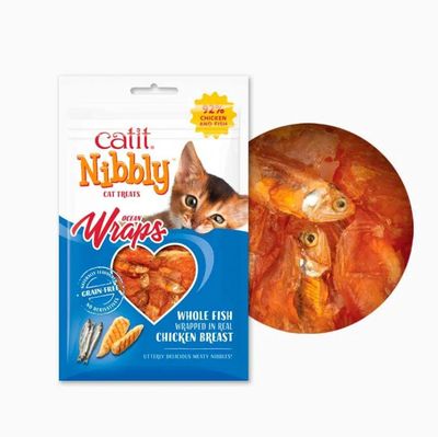 Catit Nibbly Wraps Chicken &amp; Fish Cat Treat 1.05oz Bag