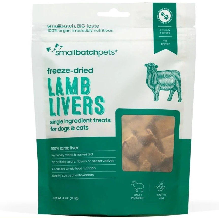 Smallbatch Dog Cat Lamb Liver Freeze-Dried Treats, 4oz Bag