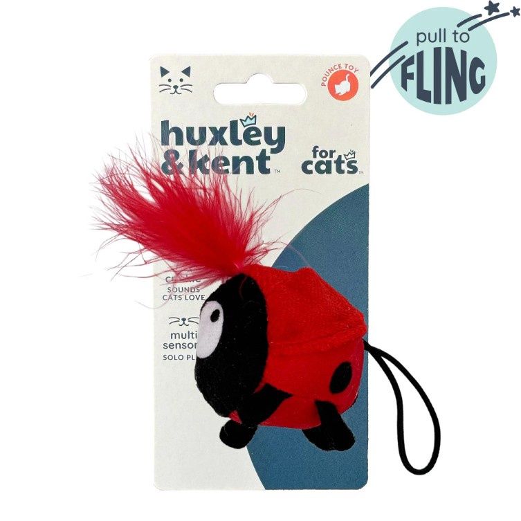 Huxley &amp; Kent Cat Ladybug Flinger Plush Catnip Cat Toy with Feather