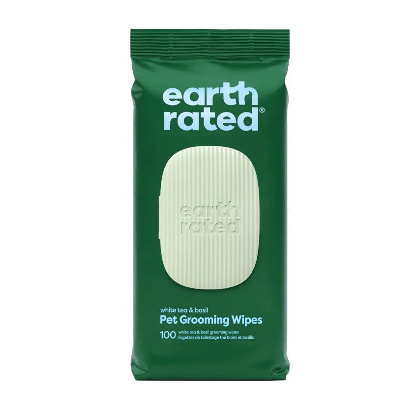 Earth Rated Pet Grooming Wipes, White Tea &amp; Basil Scented, 100ct