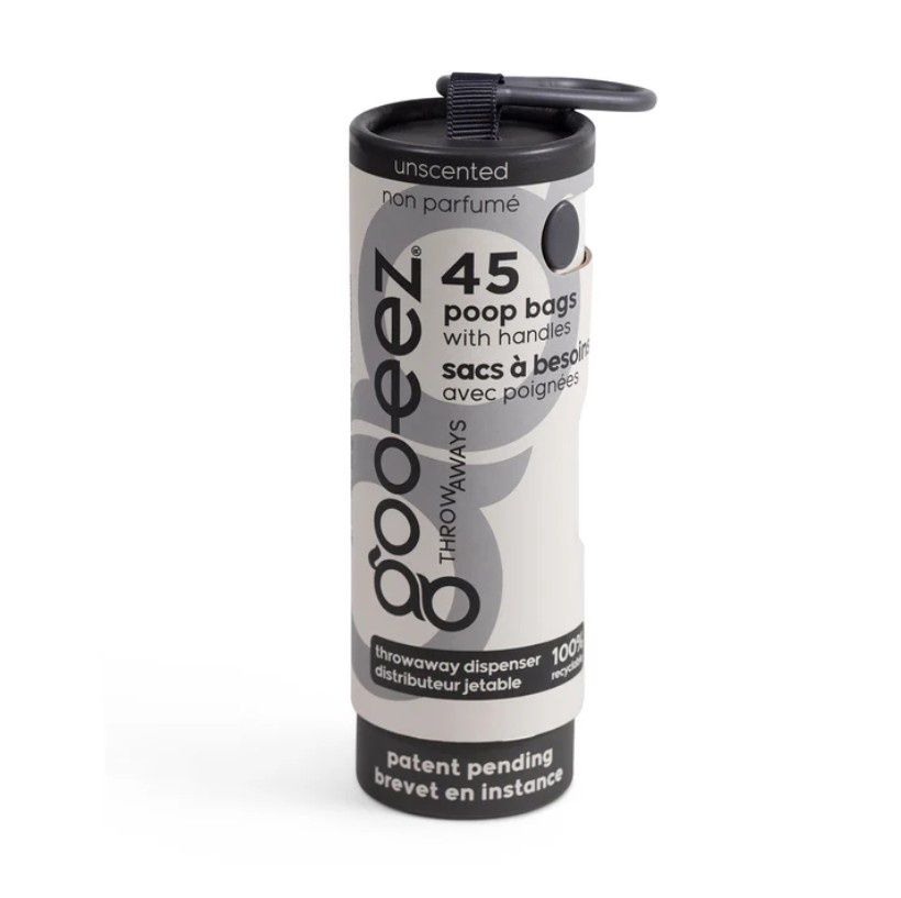 Goo-eez Throwaways Poop Bag Dispenser, 45 Bags, Scent: Unscented