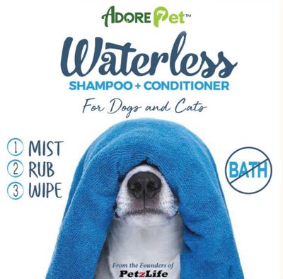 Adore Pet Waterless Shampoo + Conditioner Spray for Dogs & Cats 8oz Bottle