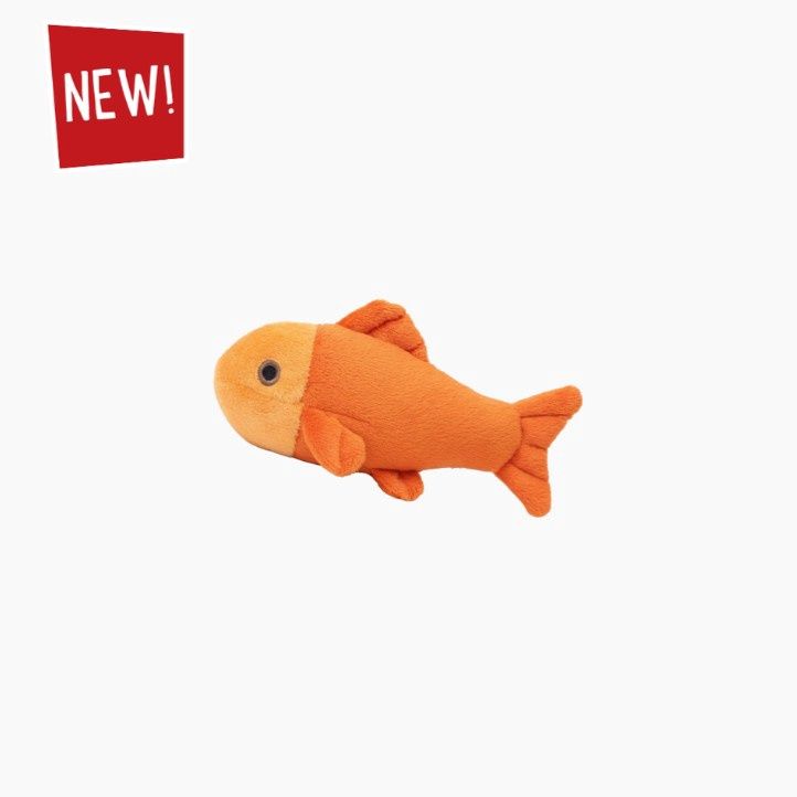 Fluff &amp; Tuff Goldie Guppy No Squeaker Plush Dog Toy, 4.5in