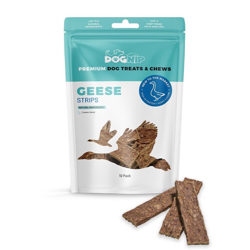 DogNip Geese Strips, Novel Protein Dog Treat, 10/Bag