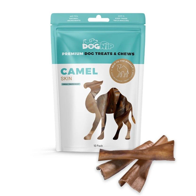 DogNip Camel Skin Dog Chew, Novel Protein Treat, 10/Bag
