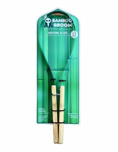 Bamboo Groom Deshedder 2-Handle Double-Sided Stainless Steel Blade