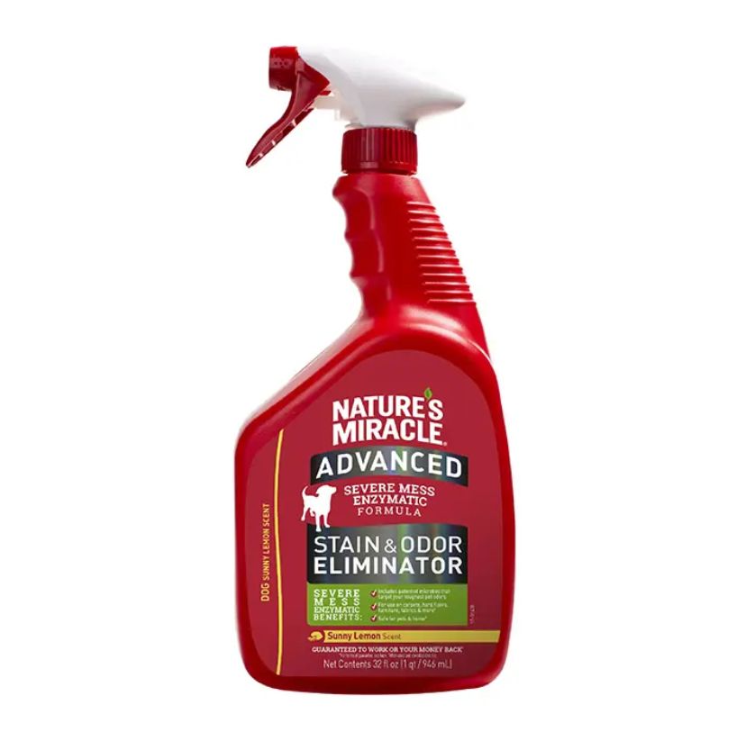 Nature's Miracle Advanced Stain and Odor Eliminator for Dogs in Sunny Lemon, 32oz Spray Bottle