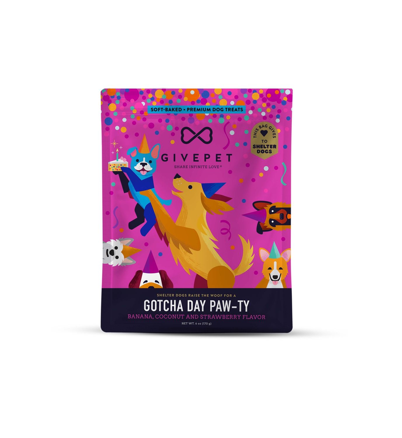 Give Pet Gotcha Day Pawty Soft Baked Dog Treats 6oz Bag
