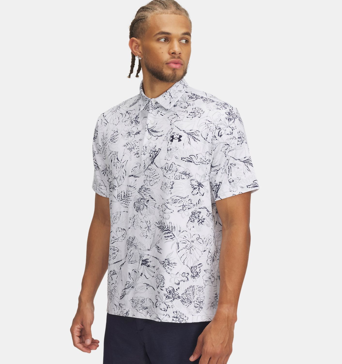 Under Armour Golf | UA Playoff 3.0 Polo mit Aufdruck | 118 White/Midnight Navy