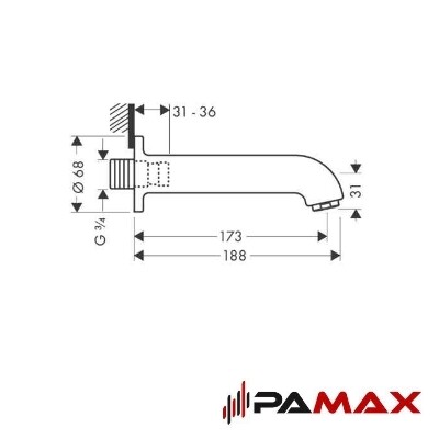 Hansgrohe izliv za kopalno kad Axor Uno 38410000