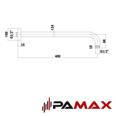 Paffoni - priključek nadglavne prhe 400 mm - črna/mat - ZSOF034NO