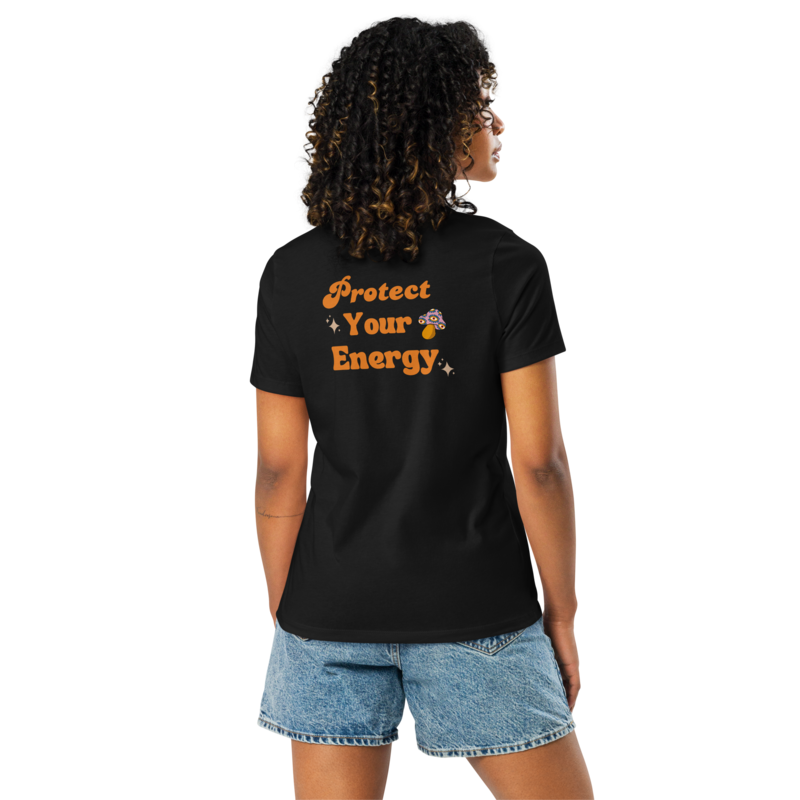 Women&#39;s Positive Vibe Protect Your Energy Evil Eye Mushroom T-Shirt