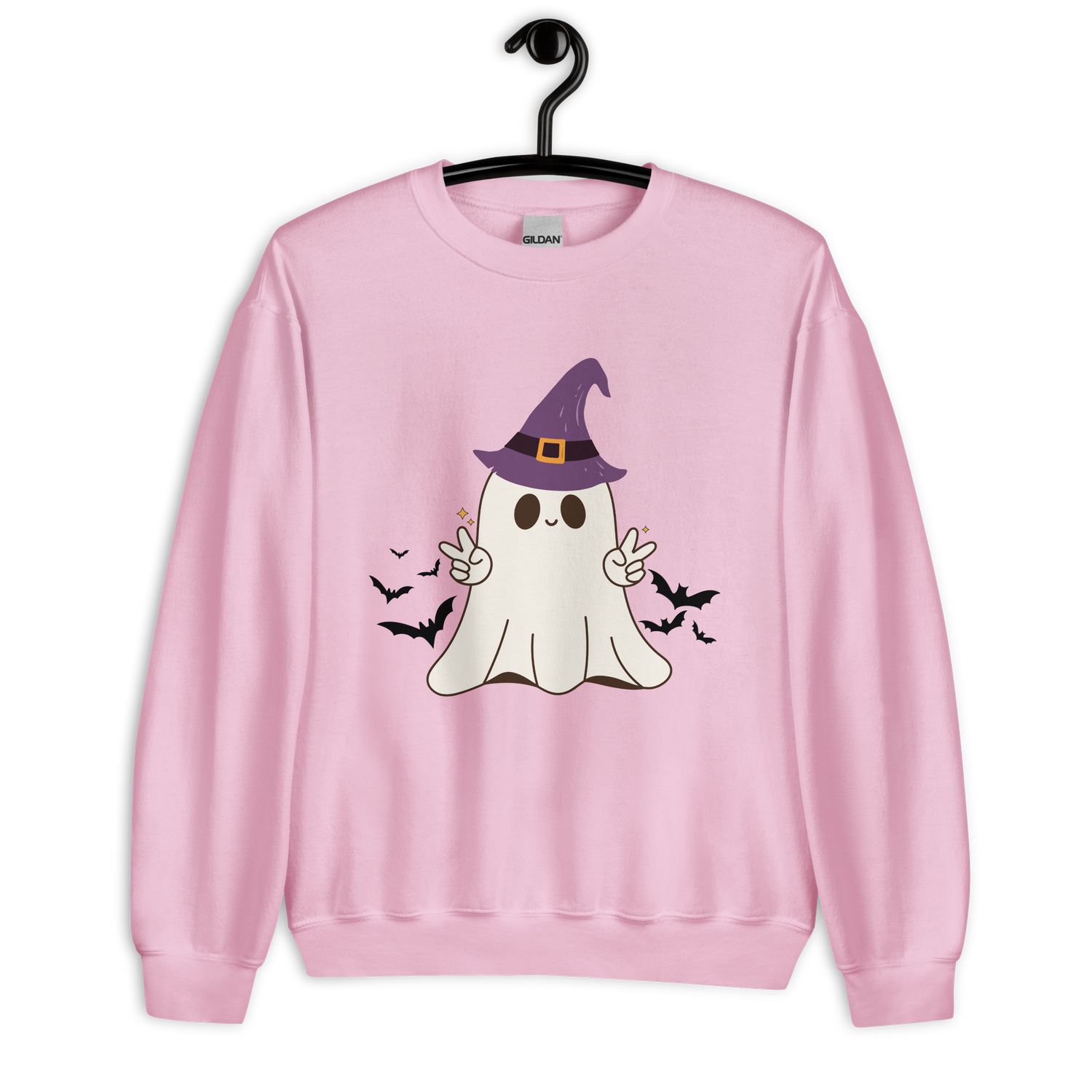 Women&#39;s Retro Cartoon Ghost in Witch Hat Sweatshirt