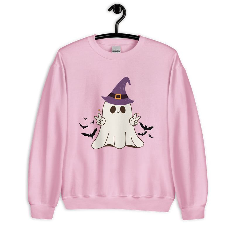 Women&#39;s Retro Cartoon Ghost in Witch Hat Sweatshirt