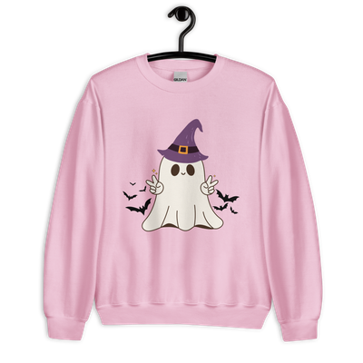 Women&#39;s Retro Cartoon Ghost in Witch Hat Sweatshirt
