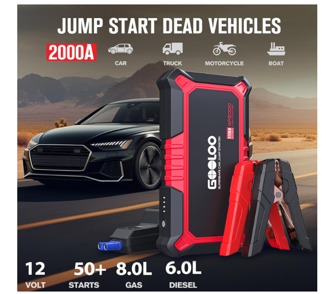 Portable Car Battery Charger, Auto Lithium Jump Box Booster Pack with USB Quick Charge
